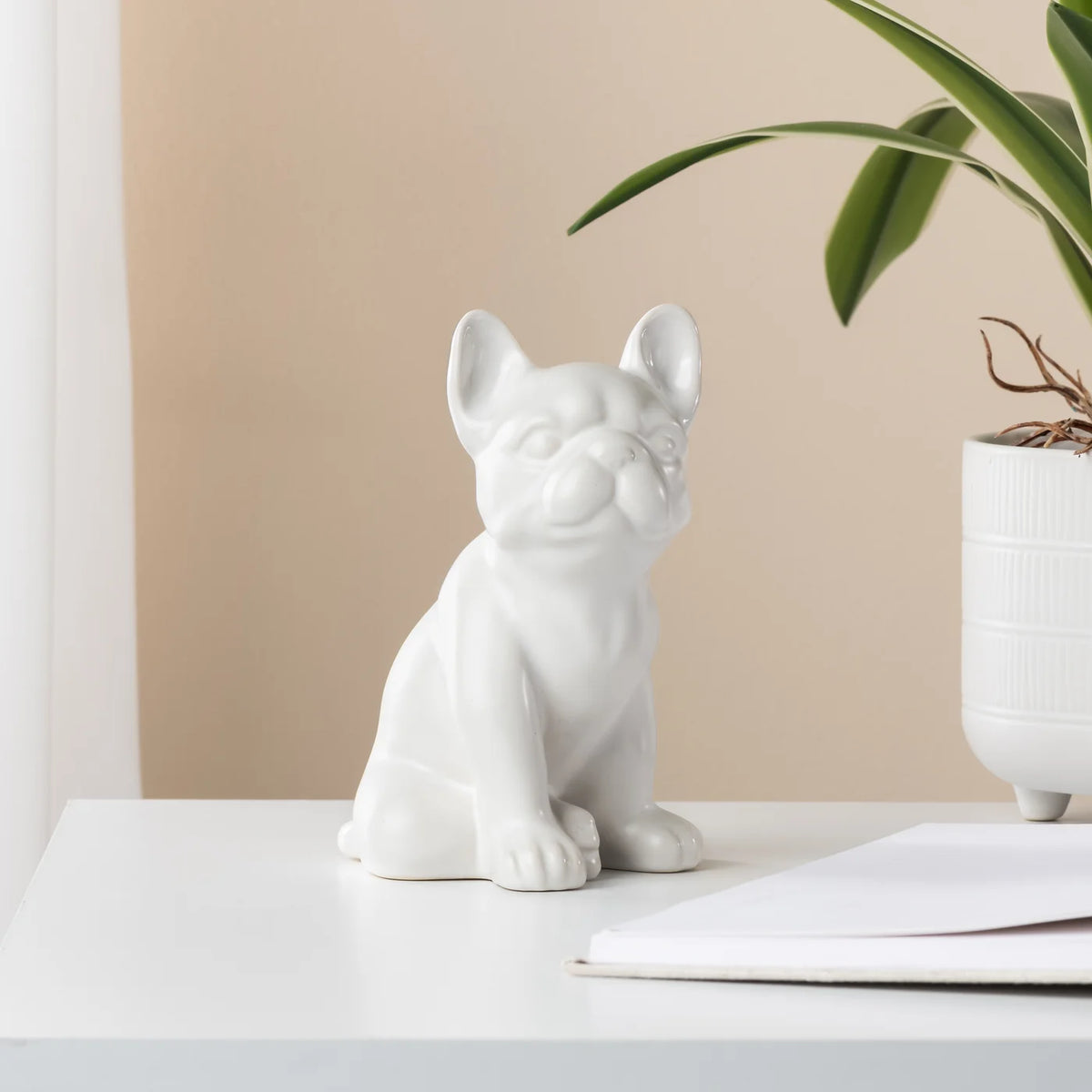 Sitting Bulldog - White