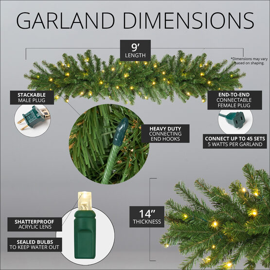 Winter green LED garland