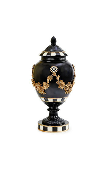 Haunted House Gold Floral Pedestal Urn