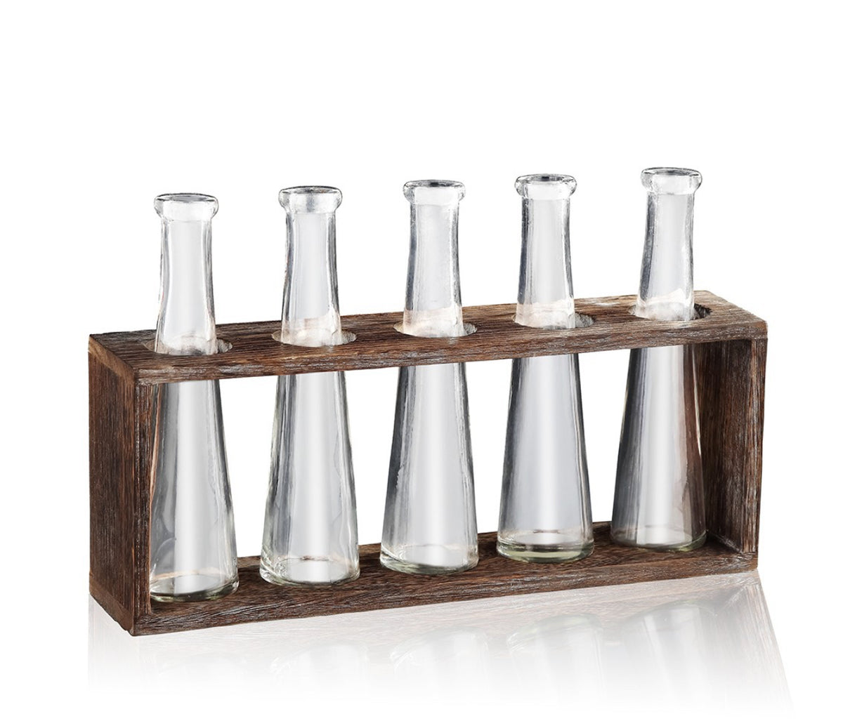 Glass Bud Vase in Holder