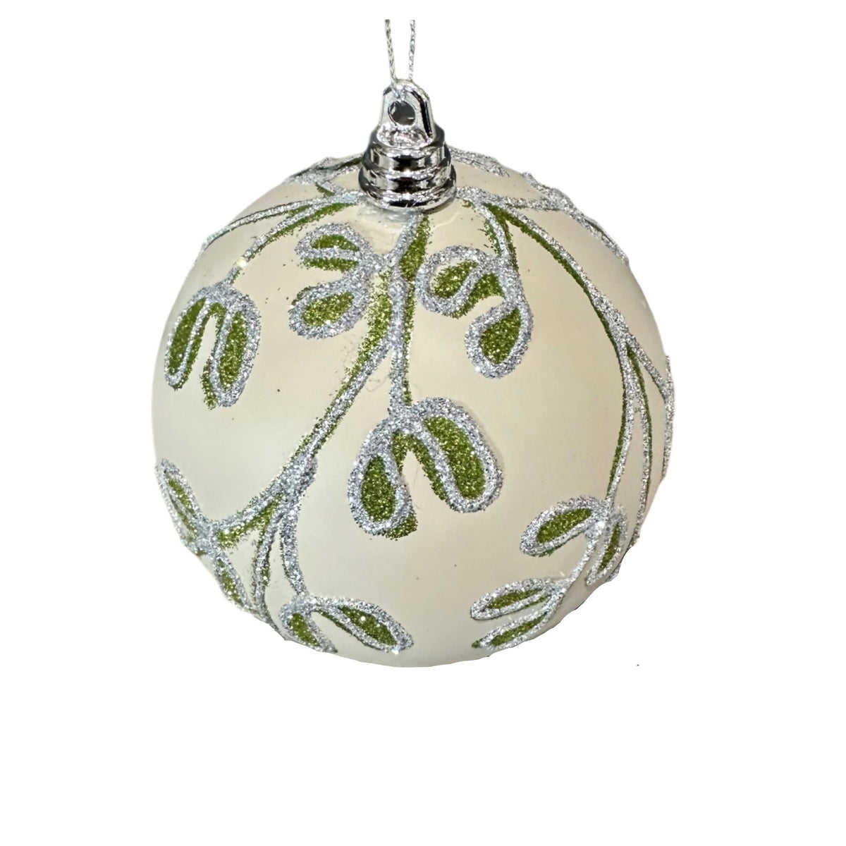 4" Glitter Lime Mistletoe Ball Ornament