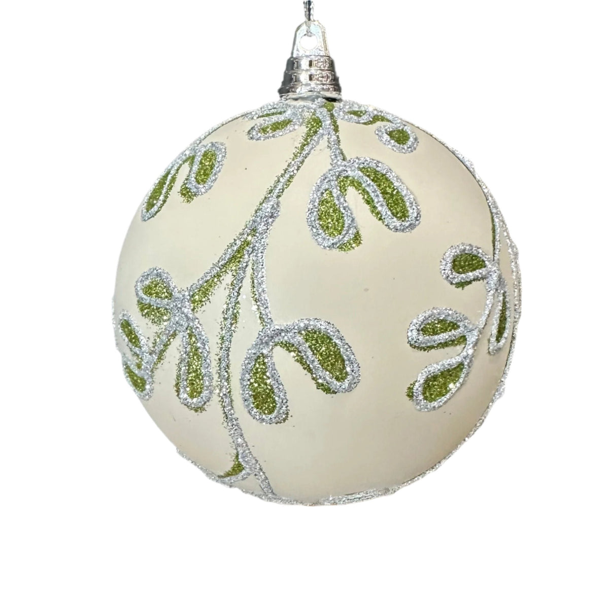 4" Glitter Lime Mistletoe Ball Ornament