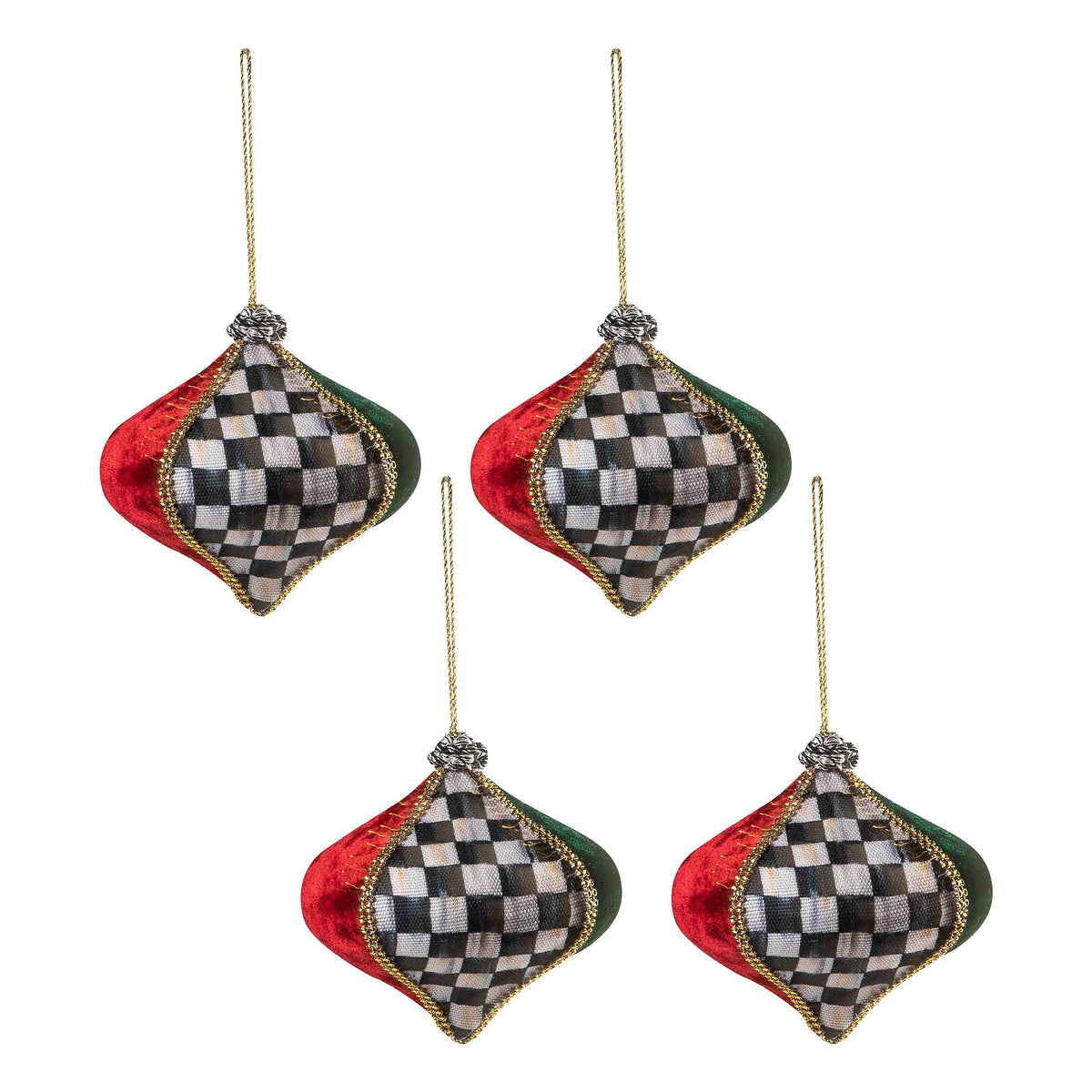 Velvet Patchwork Onion Ornaments - Set of 4