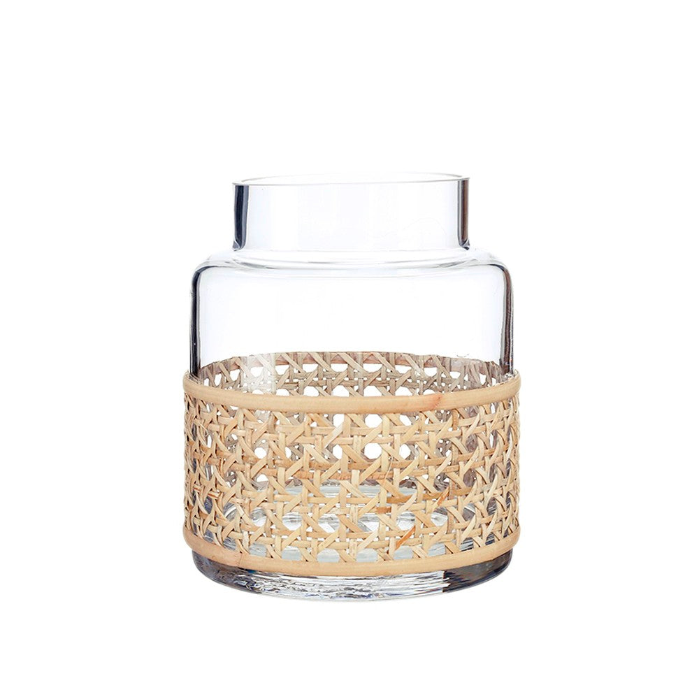 Rattan Wrapped Clear Glass Vases