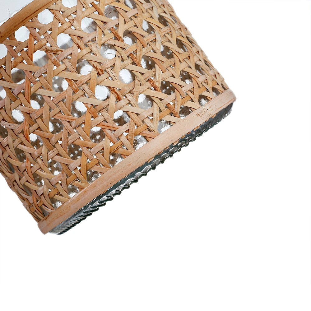 Rattan Wrapped Clear Glass Vases