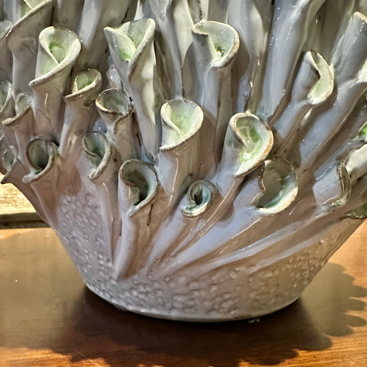 Green & White Ceramic Vase