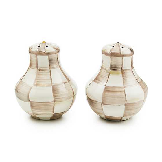 Mocha Check Enamel Salt & Pepper Shakers