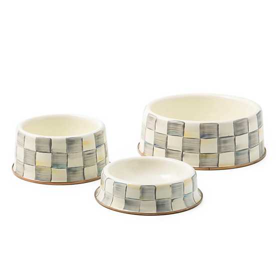 Sterling Check Enamel Pet Dish - Large
