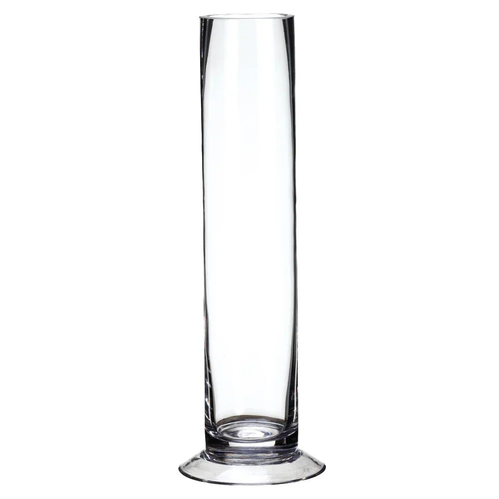13" Glass Footed Cylinder Vase