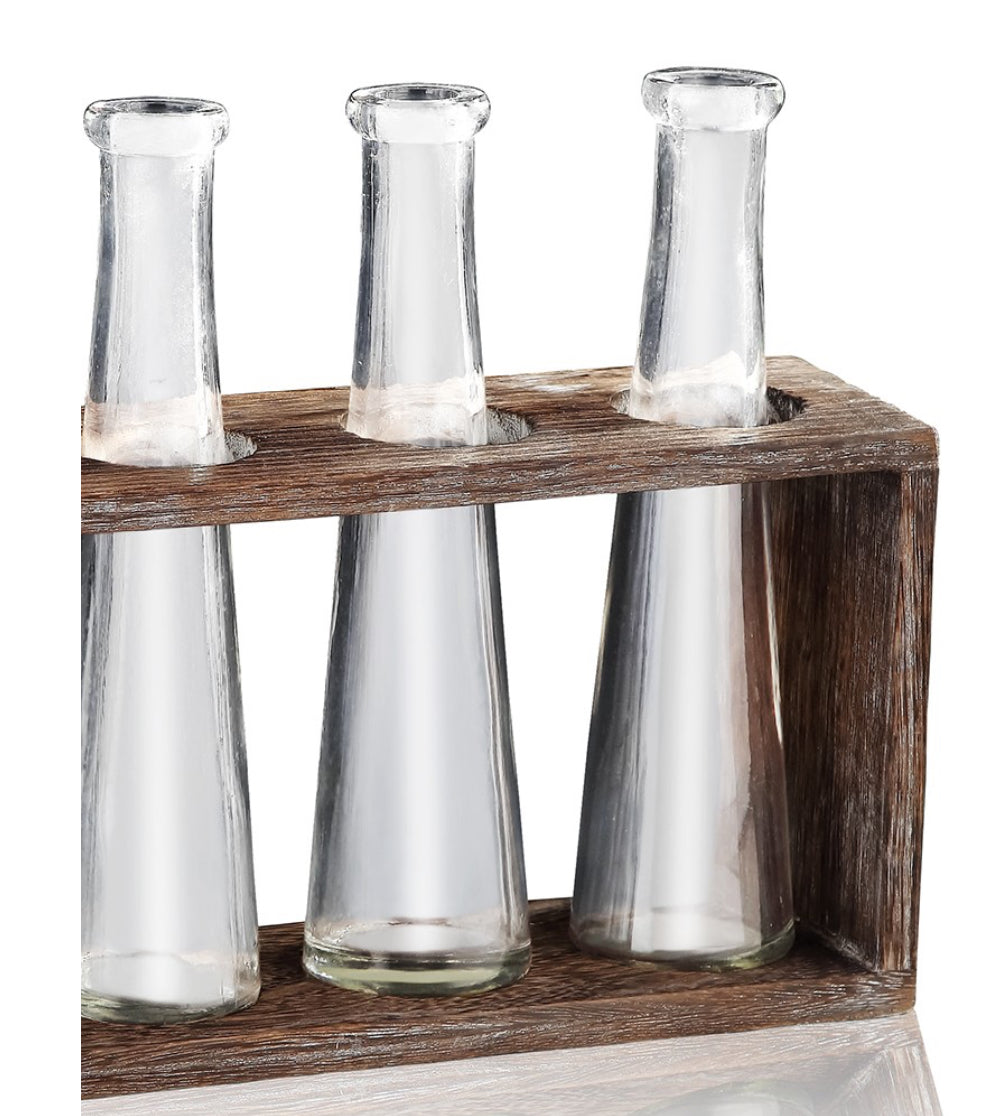 Glass Bud Vase in Holder