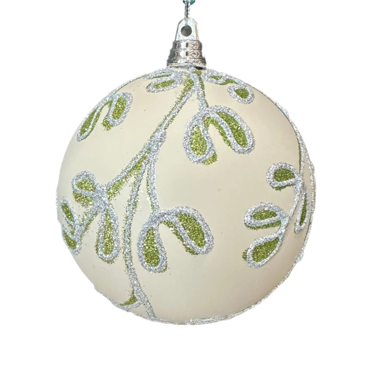 4" Glitter Lime Mistletoe Ball Ornament