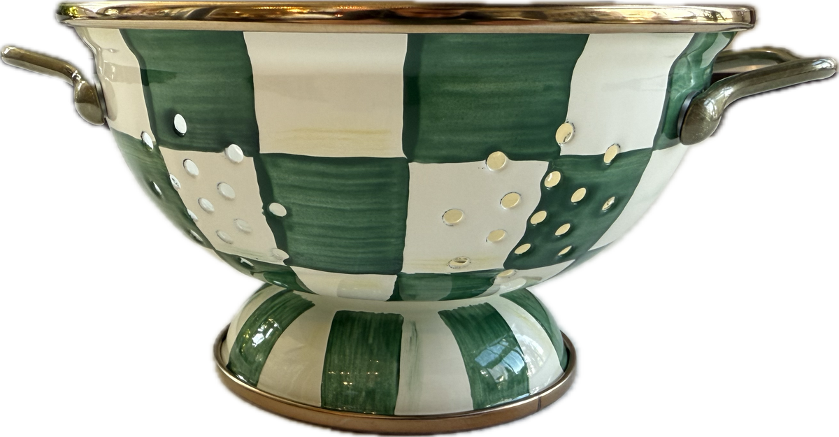 Emerald Check Enamel Colander - Small