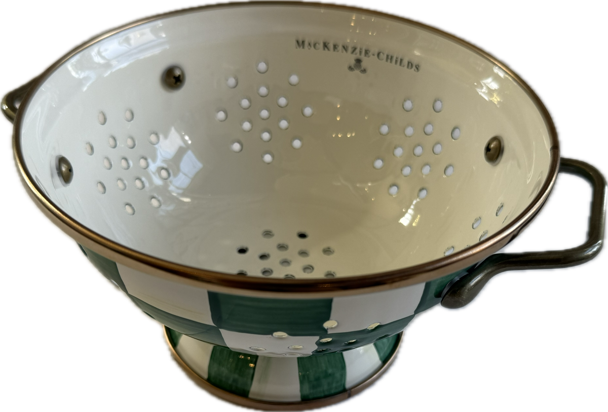 Emerald Check Enamel Colander - Small