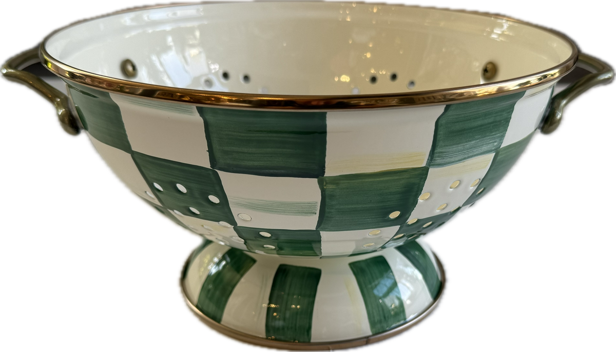 Emerald Check Enamel Colander - Small