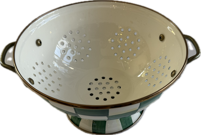 Emerald Check Enamel Colander - Large