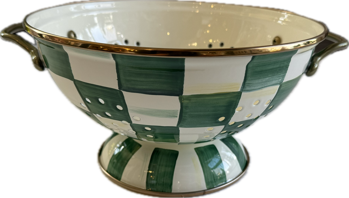 Emerald Check Enamel Colander - Large