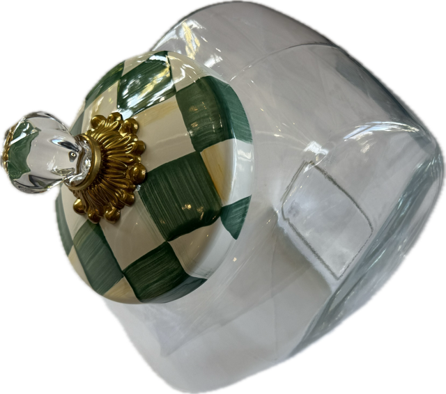 Cookie Jar with Emerald Check Lid