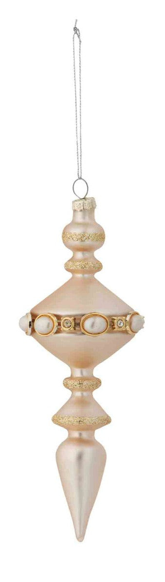 Pearl And Jeweled Frosted Glass Finial Ornament