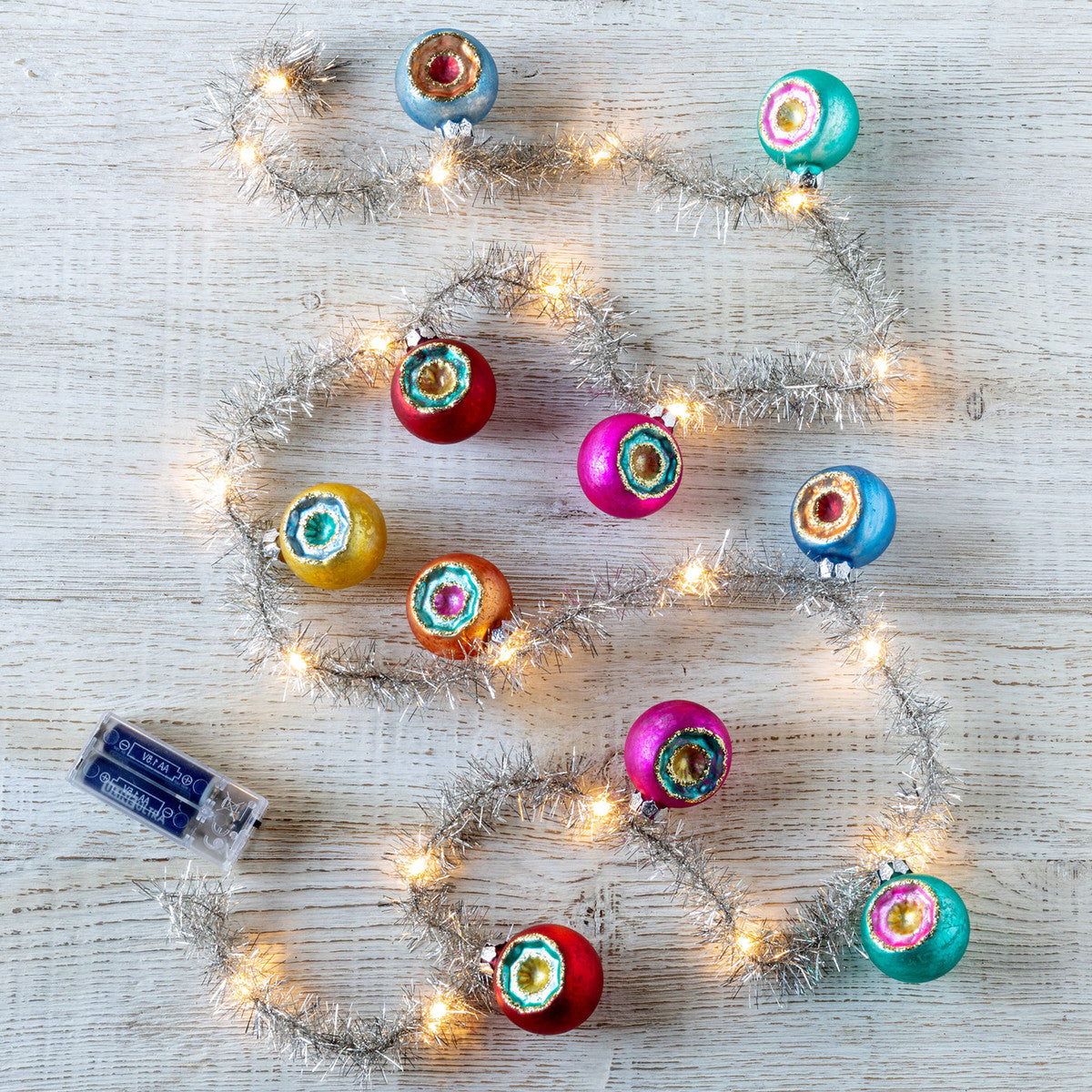Tinsel Garland w/ Glass Balls