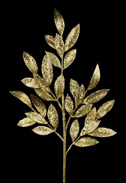 31" Glitter Bay Leaf Branch