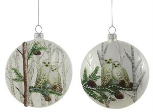 4" Glass disc Owl Ornament