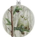 4" Glass disc Owl Ornament