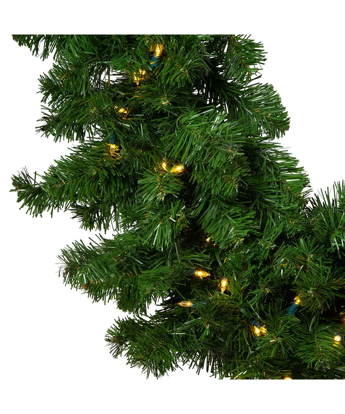 9' Pre-Lit Warm White LED Vanderbilt Garland