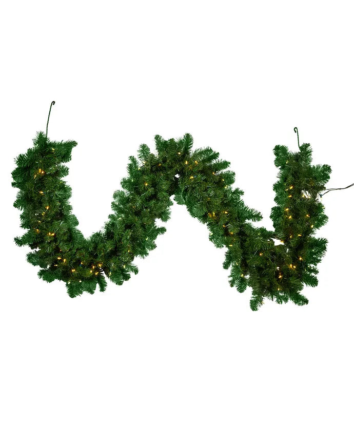 9' Pre-Lit Warm White LED Vanderbilt Garland