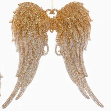 Gold Glitter Angel Wings Ornament