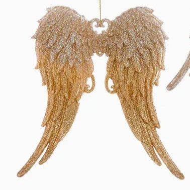 Gold Glitter Angel Wings Ornament