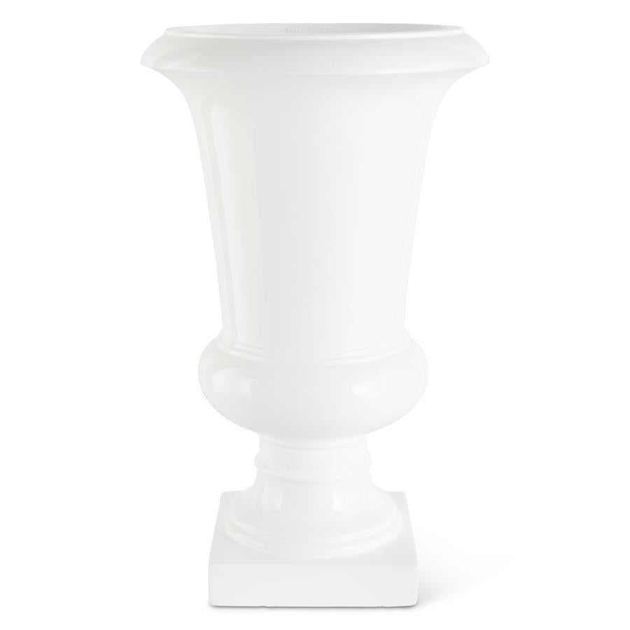 Glossy White Fluted Fiberglass Urn