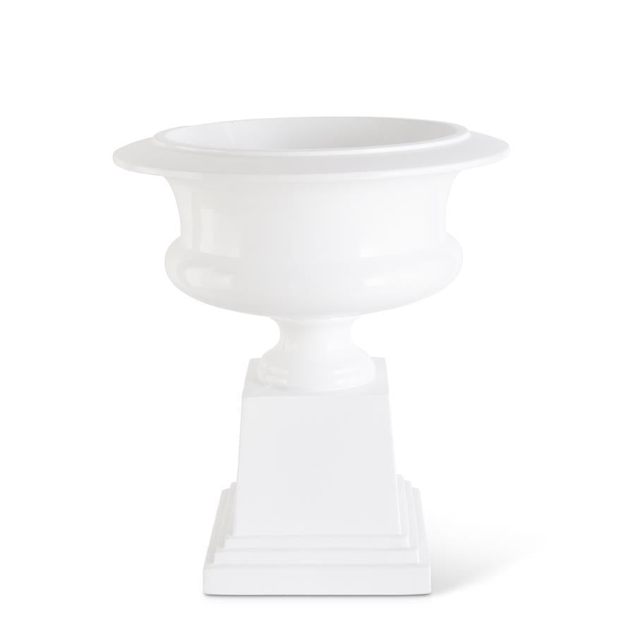 Inch Glossy White Fiberglass Urn