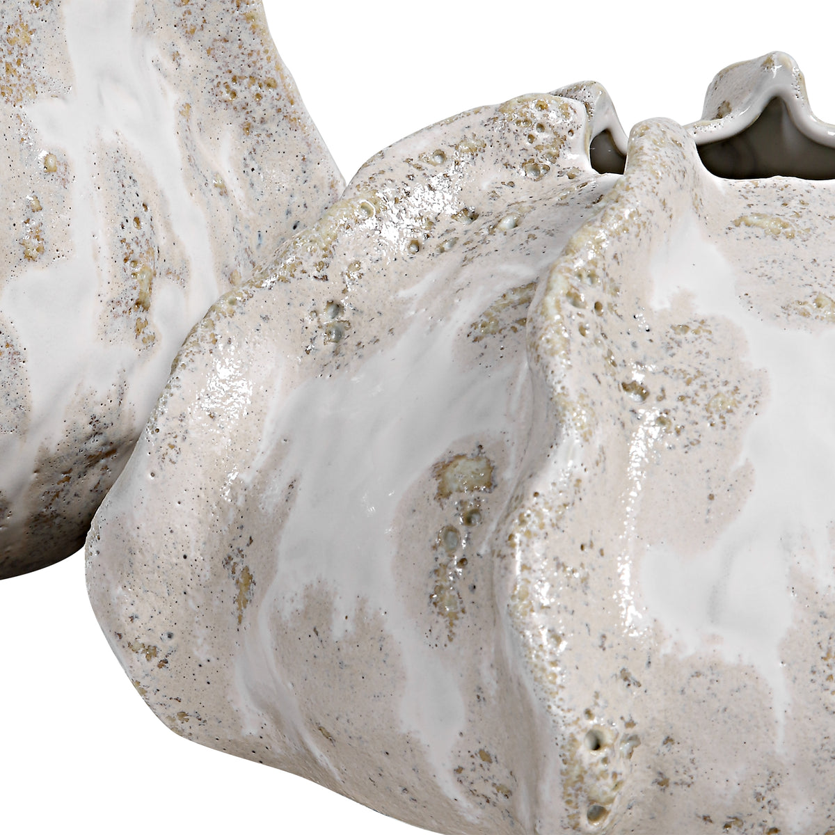 Urchin Textured Ivory Vases, S/2