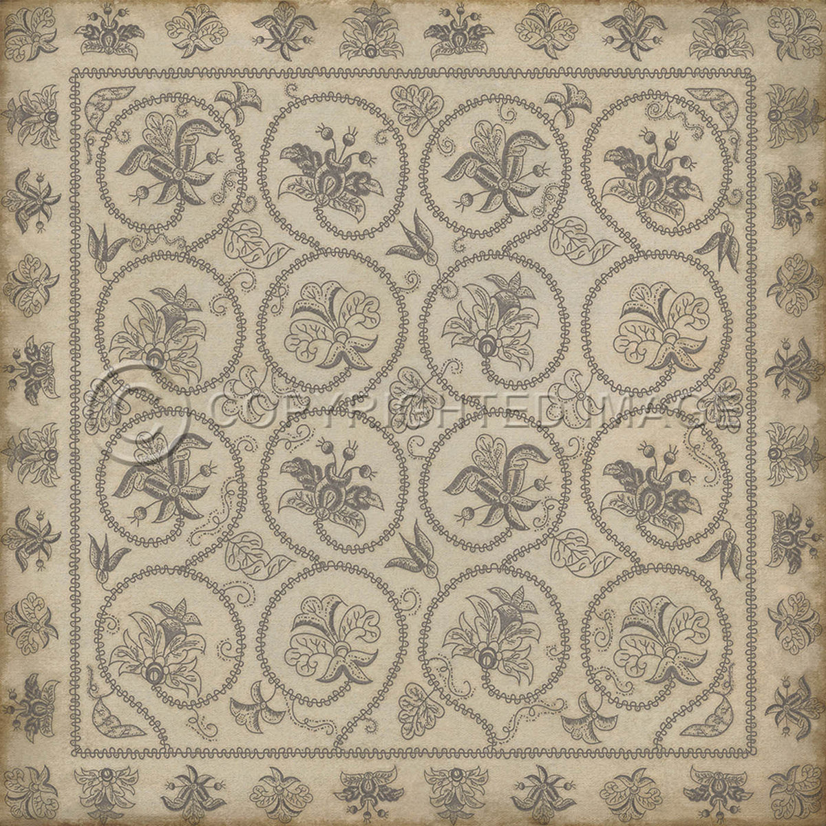 Crewelwork Hollyhock 36x36