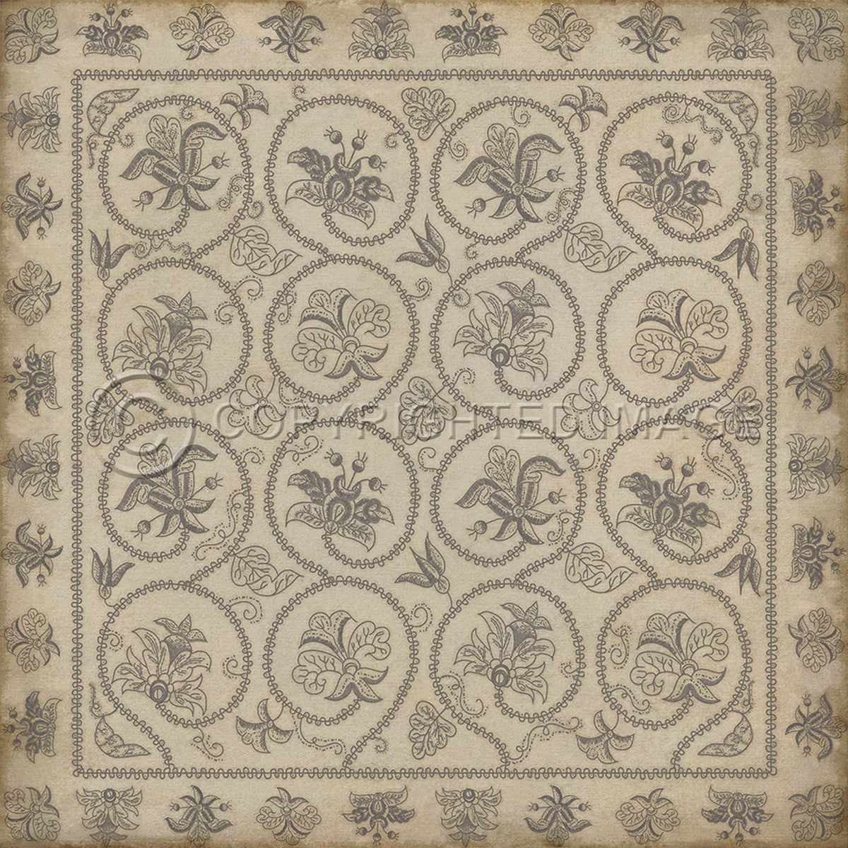 Crewelwork Hollyhock 60x60