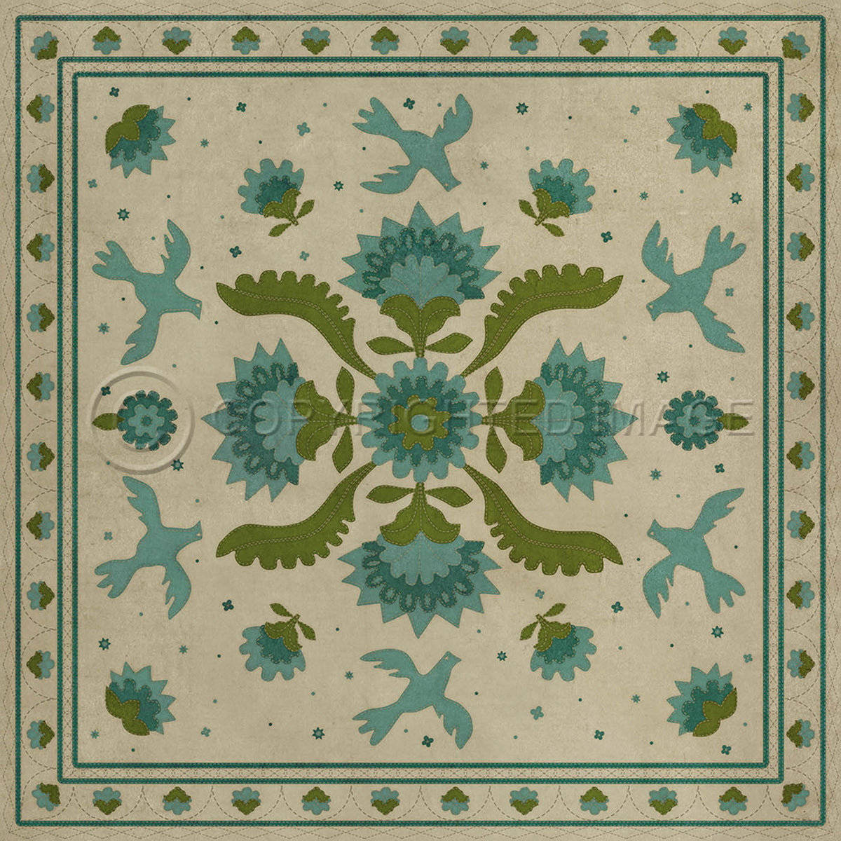 Applique Azure Moss 72x72