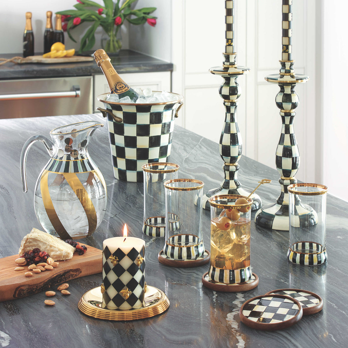 Courtly Check Coasters - Set of 4