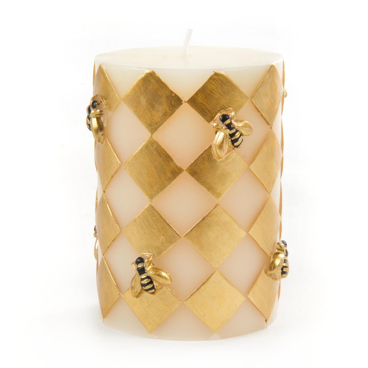 Bee Pillar Candle - 4" - Gold