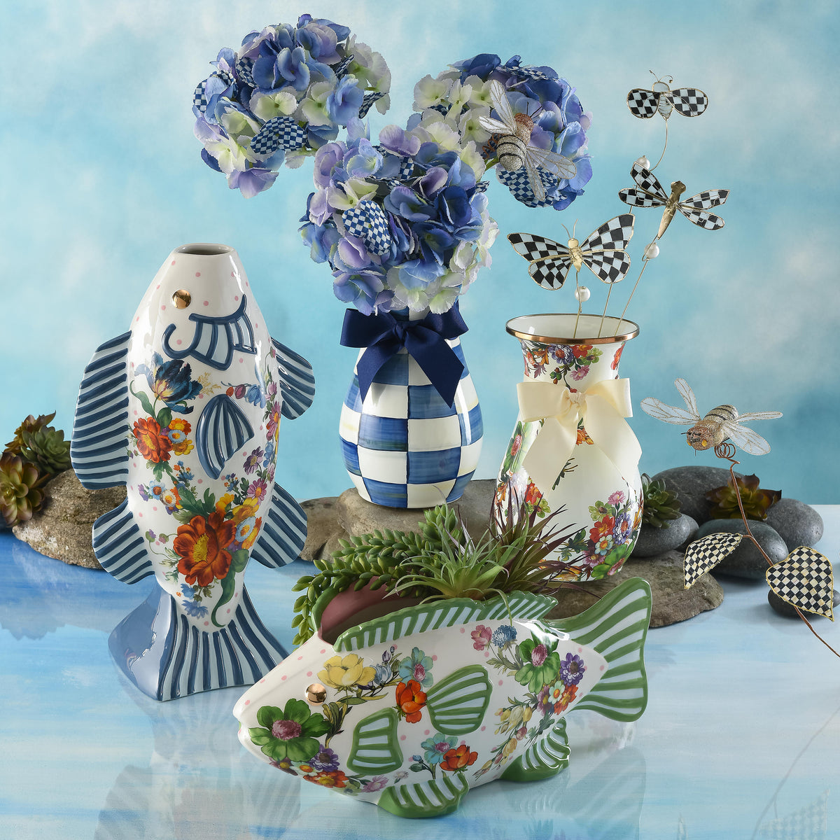 Royal Check Hydrangea - Blue