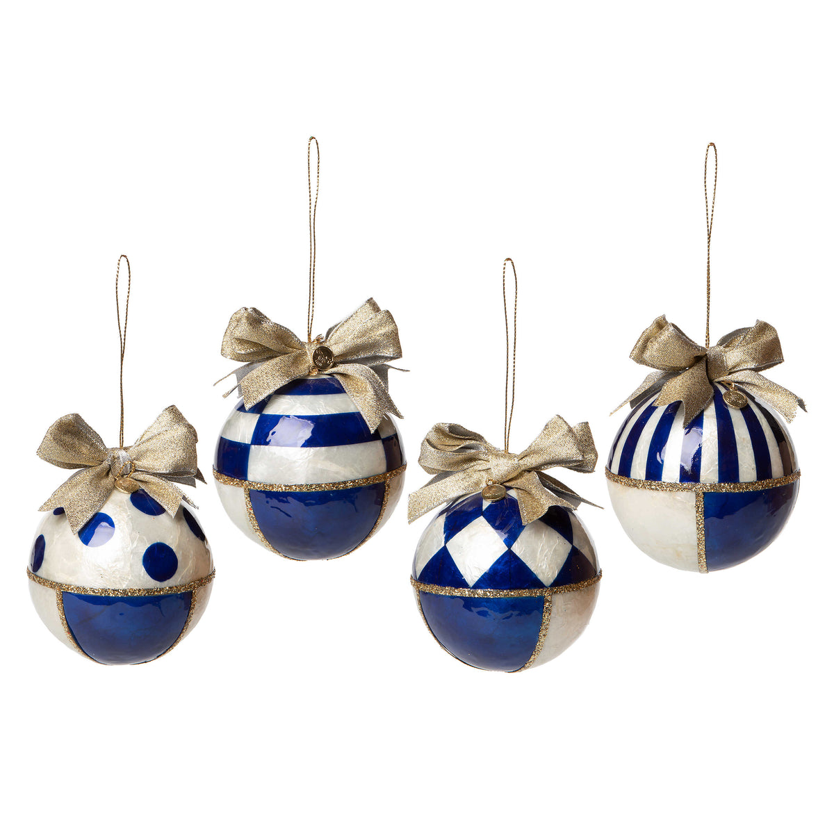 Royal Geo Capiz Ball Ornaments - Set of 4