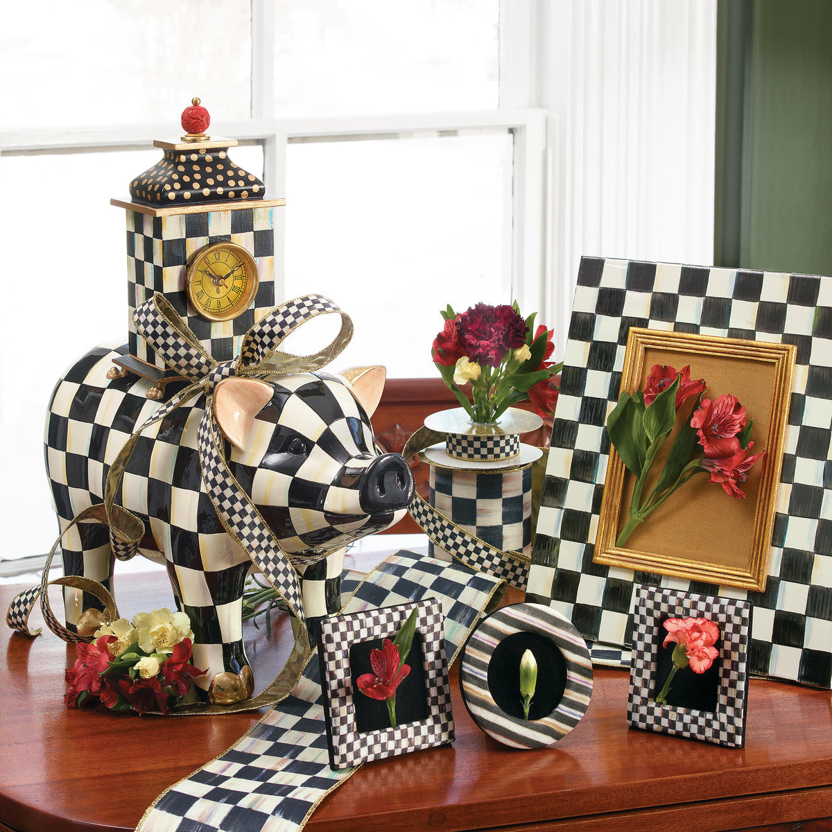 Courtly Check Pig Figurine