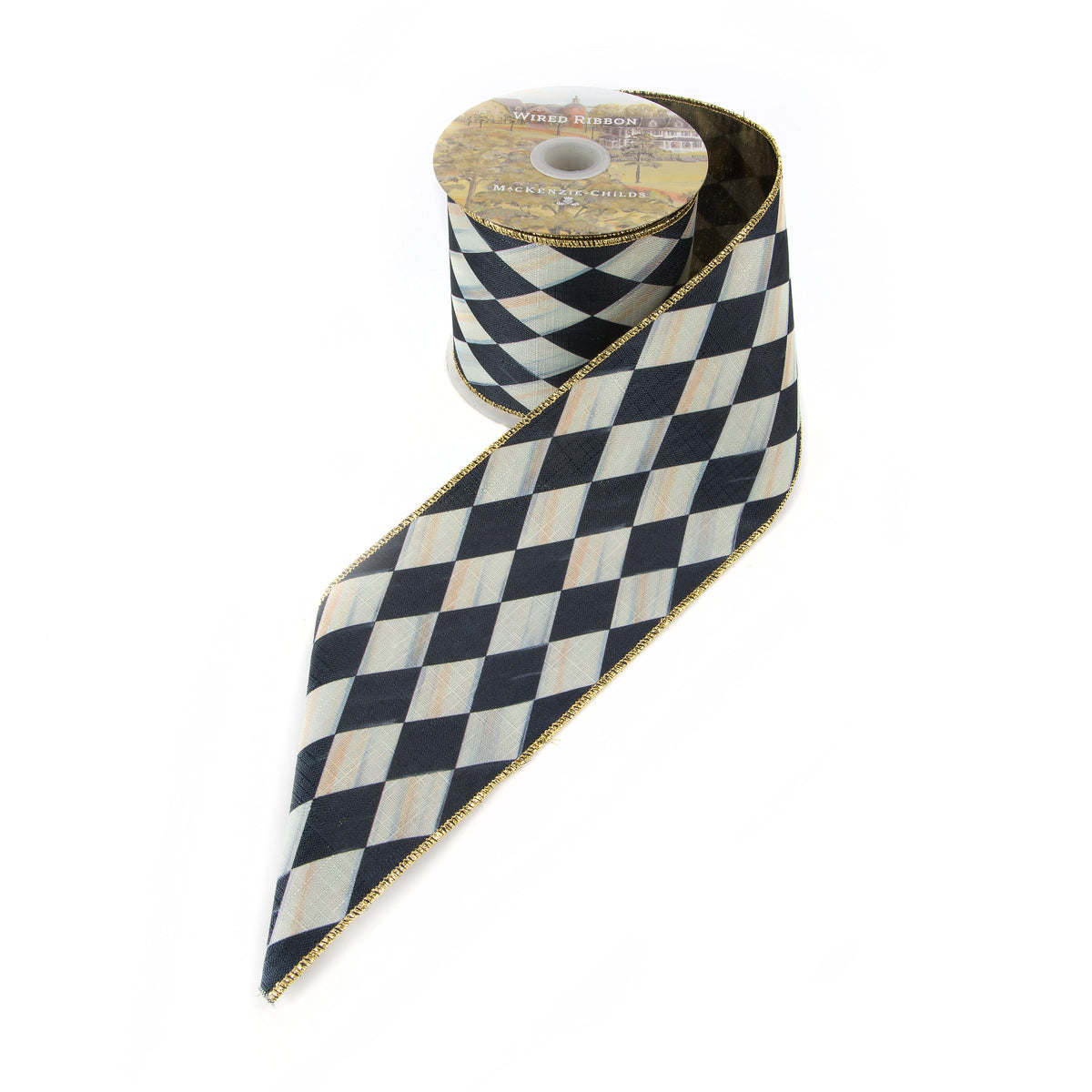 Courtly Harlequin Ribbon 4"- Gold Back