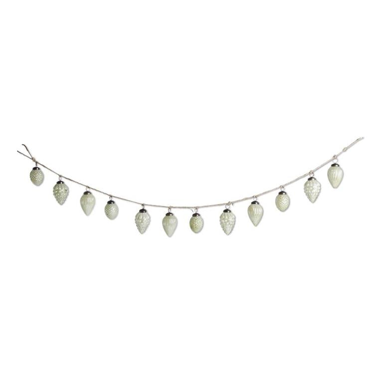 Green Mercury Glass Acorn Ornament and Twine Garland