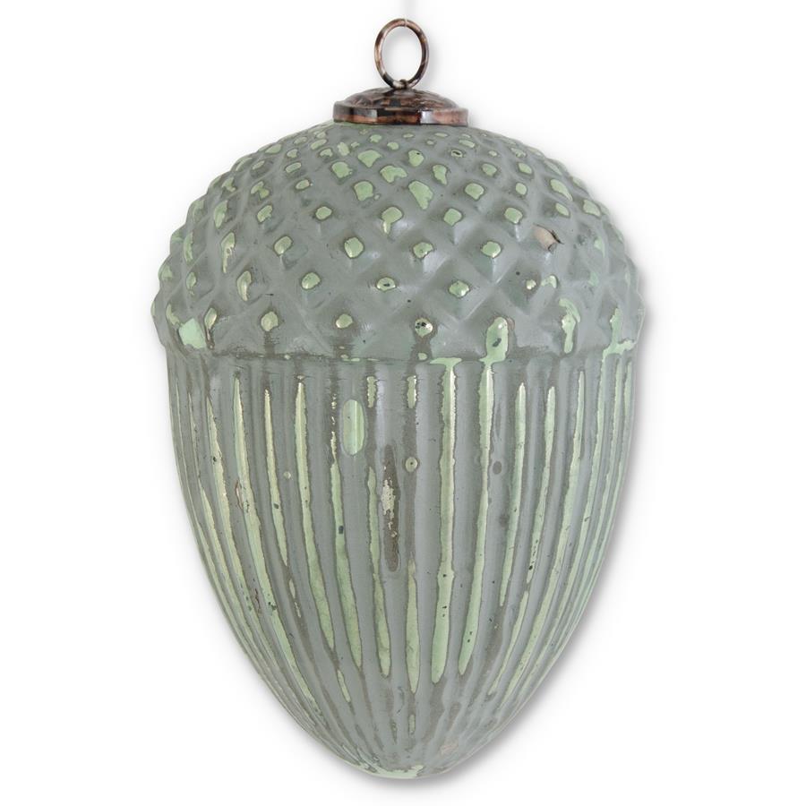 Glass Embossed Acorn Ornament