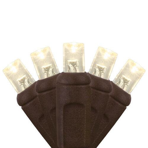 Warm White LED Christmas Lights on Brown Wire