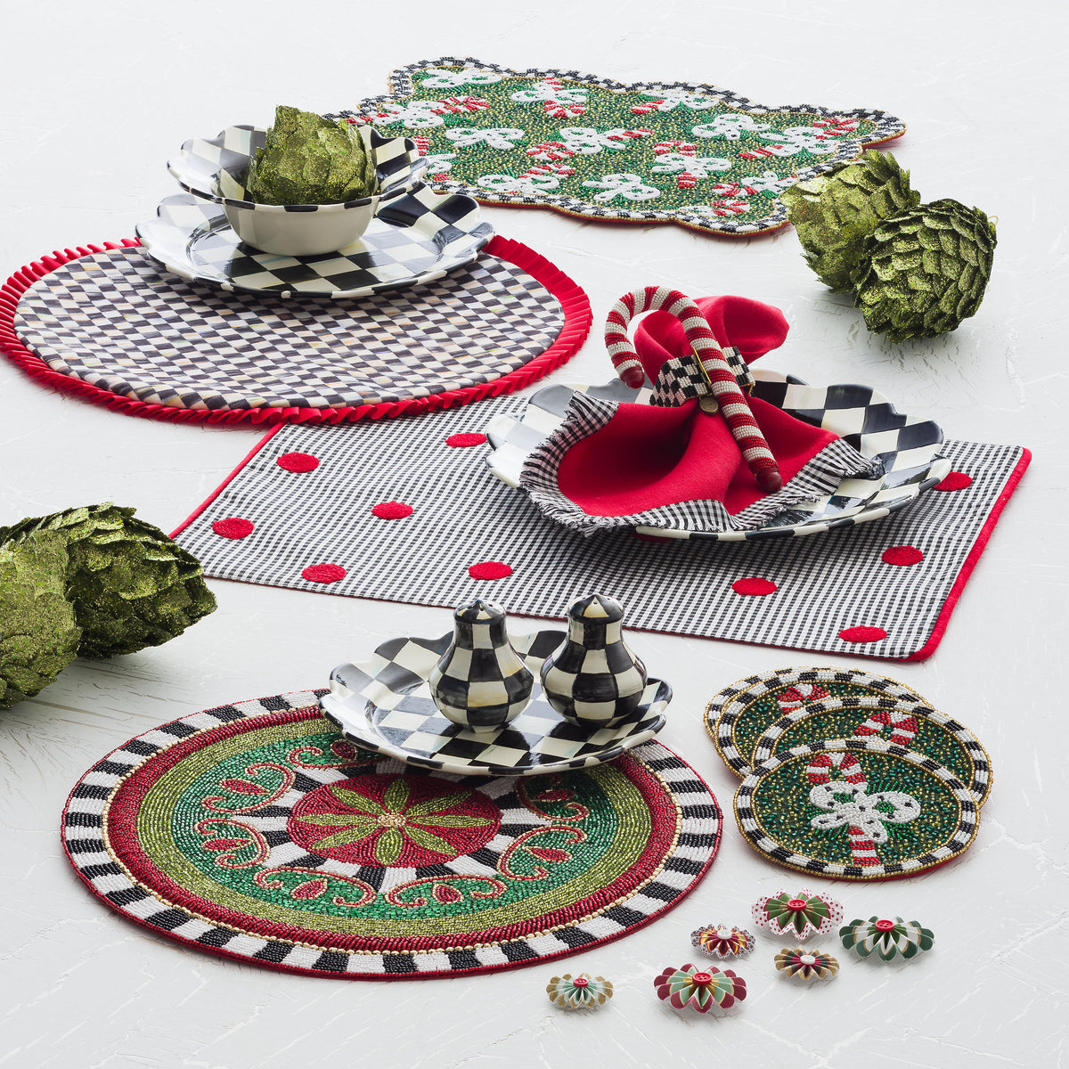 Courtly Check Enamel Petal Charger/Plate