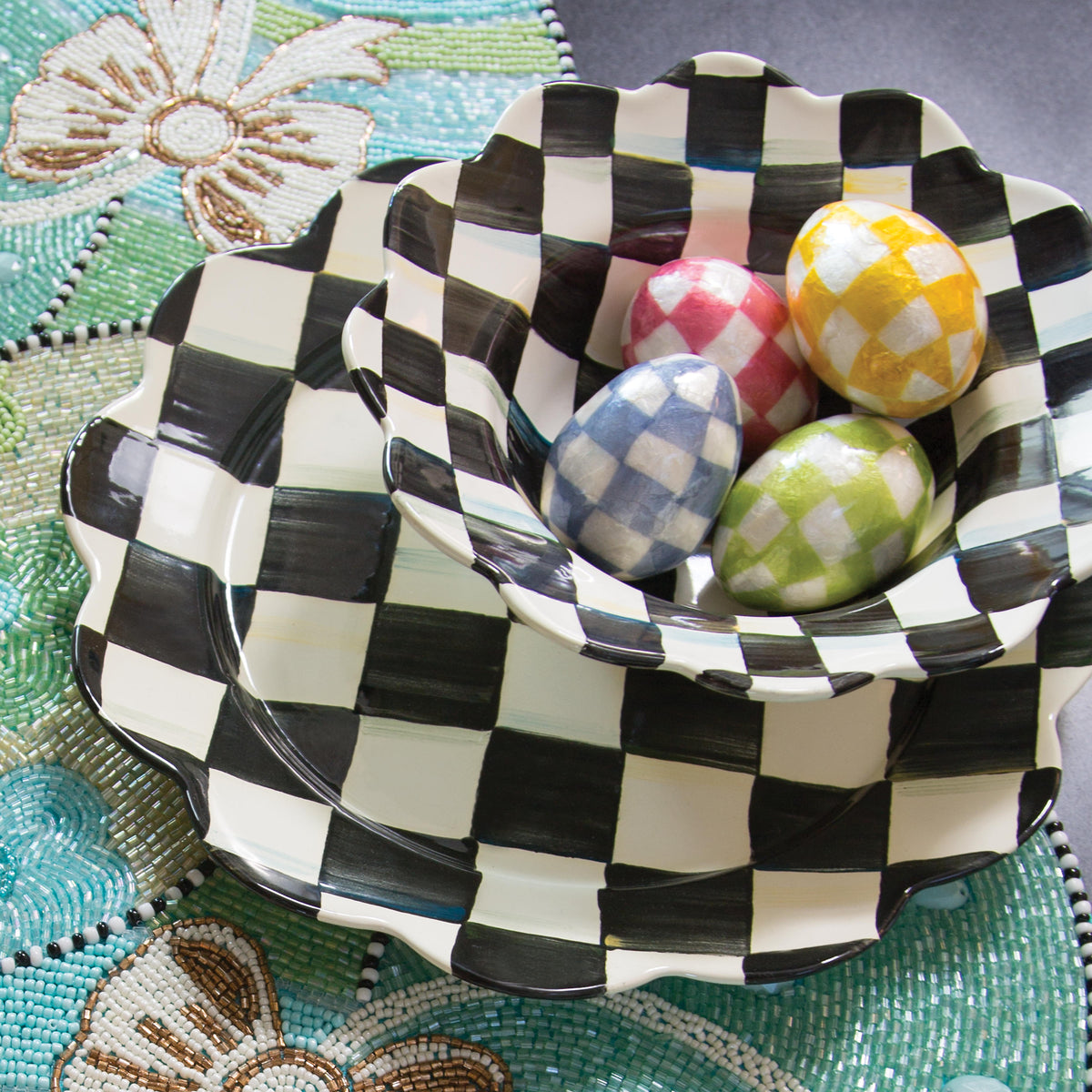 Courtly Check Enamel Petal Charger/Plate