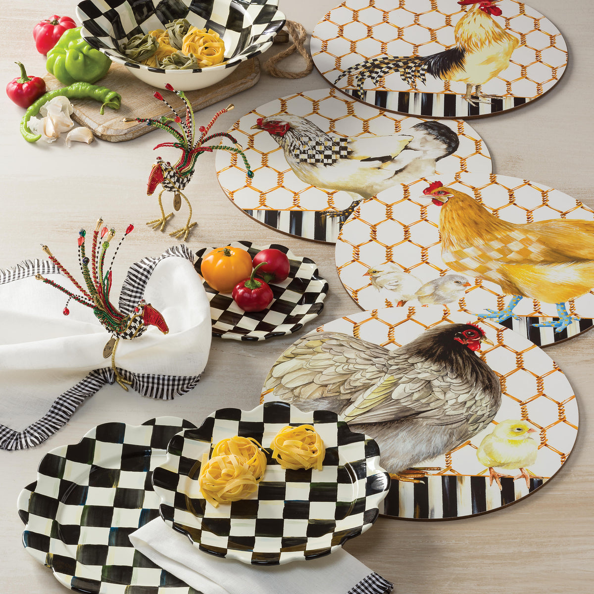 Courtly Check Enamel Petal Charger/Plate