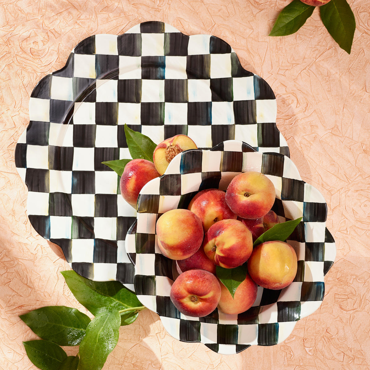 Courtly Check Enamel Petal Platter
