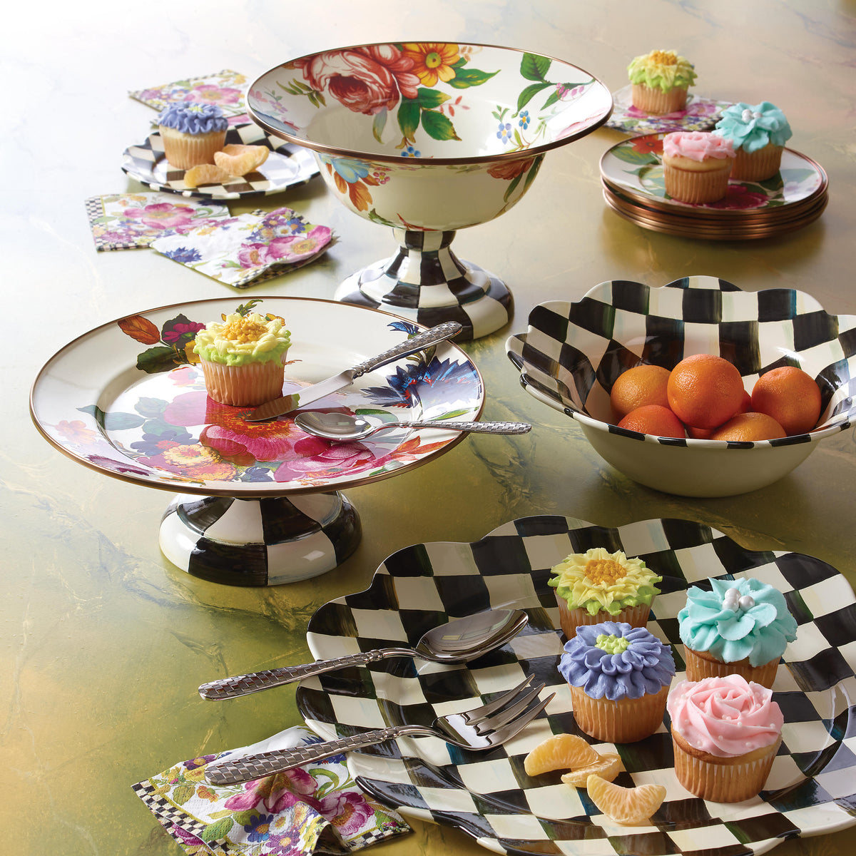 Courtly Check Enamel Petal Platter